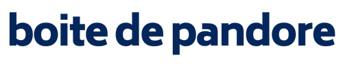 logo du blog sur les nouvelles technologies "boite de pandore", écriture simple en bleu foncé